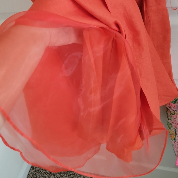 J. Crew Linen Cap Sleeve Dress in Orange/Red, Size 0 - Picture 13 of 16